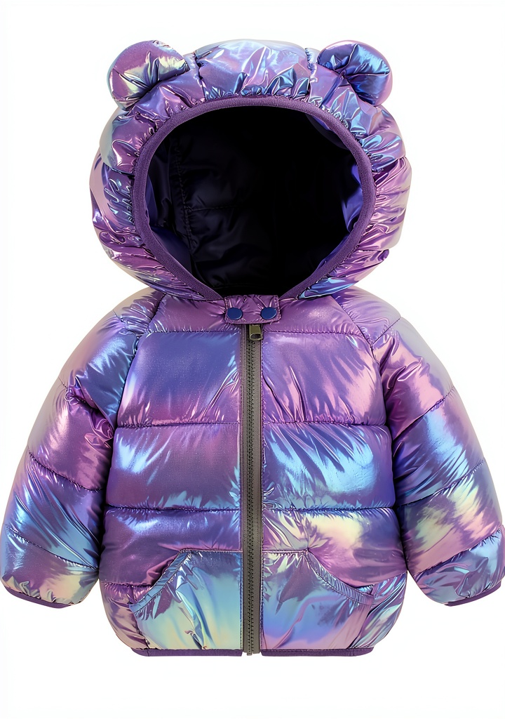 Girl wearing the GMF1A down jacket in a park