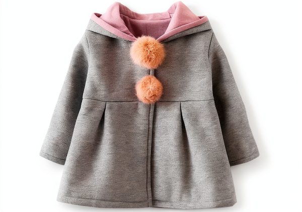 KidsCo Baby Girls Hooded Down Jacket - Soft Cotton Blend, Cute Ears-0