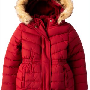 Gymboree Girls Red Jacket with Detachable Hood and Quilted Design-0