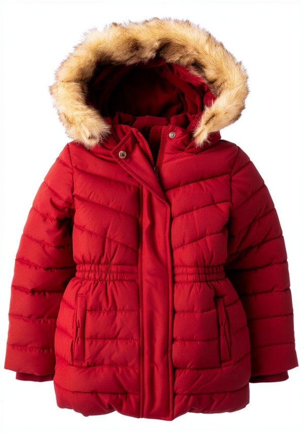Gymboree Girls Red Jacket with Detachable Hood and Quilted Design-0
