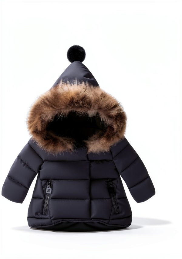 KidsCo Baby Girl Puffer Down Jacket BB1322-110cm Faux Fur Hooded-2