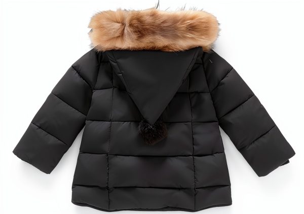 Girls Puffer Coat Mqquff bb1322-80cm Cotton Faux Fur Hooded Jacket-4