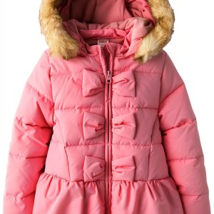 Gymboree Girls Jacket with Removable Faux Fur, Pink Unicorns 7 Years-0