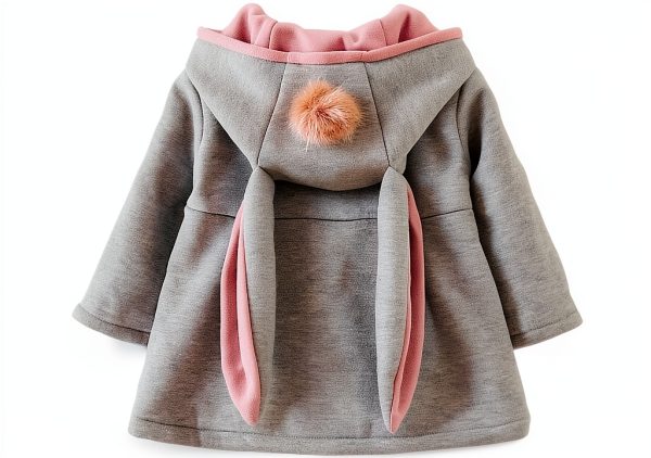 KidsCo Baby Girls Hooded Down Jacket - Soft Cotton Blend, Cute Ears-1