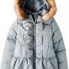 Gymboree Girls Light Blue Ribbon Jacket with Faux Fur Hood and Ruffle-0