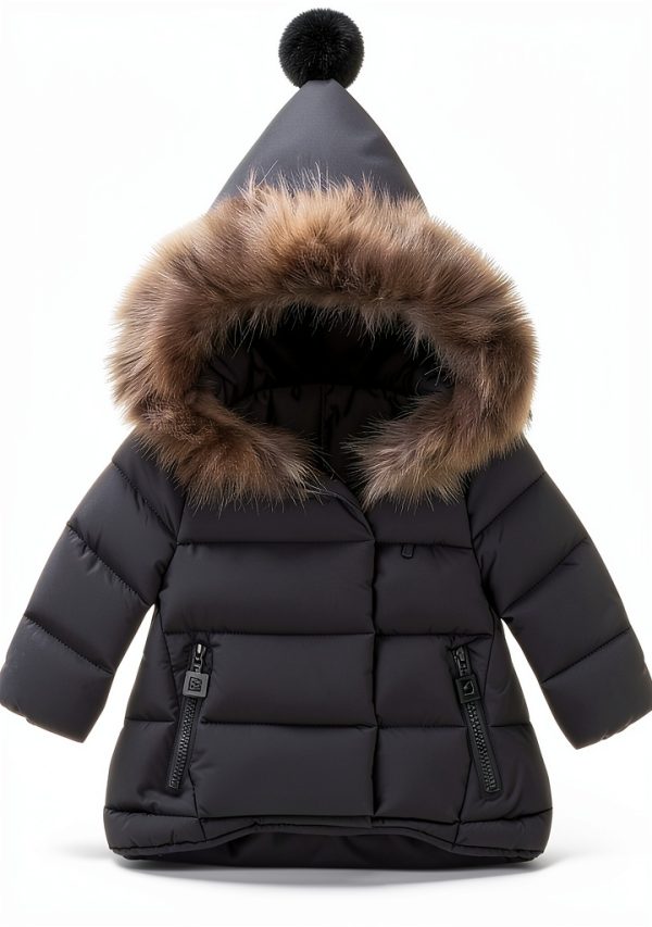 Baby Girls Down Jacket BB1322-100cm Cotton Fur with Down Lining-0
