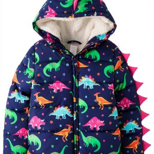 Gymboree Girls Quilted Dino Print Jacket Pink 12-18 Months-0