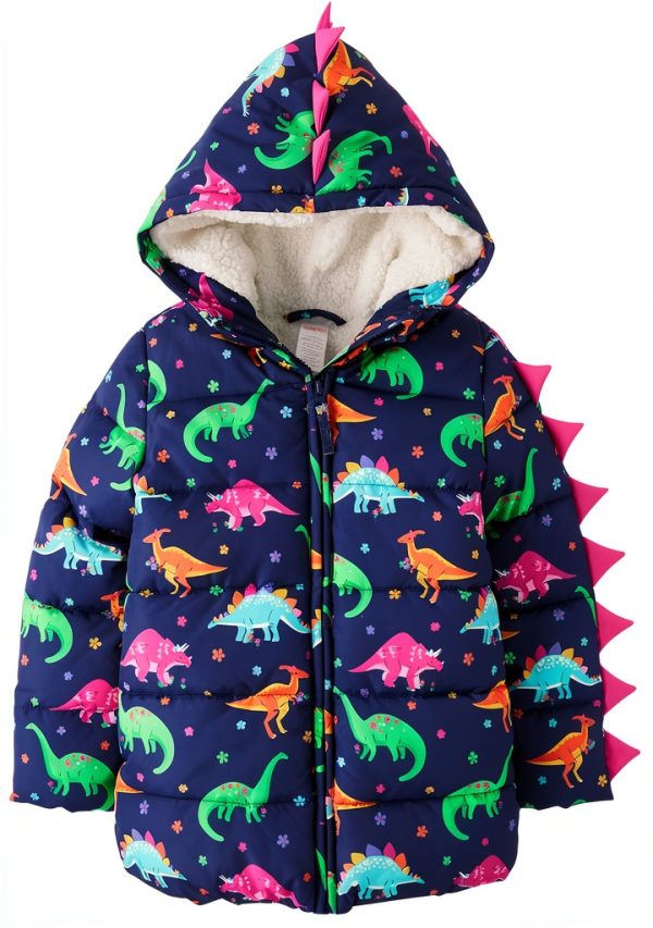 Gymboree Girls Quilted Dino Print Jacket Pink 12-18 Months-0