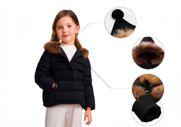 KidsCo Baby Girl Puffer Down Jacket BB1322-110cm Faux Fur Hooded-1