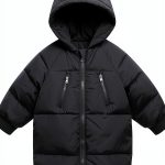 LANBAOSI Baby Girl Jacket Down Alternative Black 3T-5T Hooded Coat-0