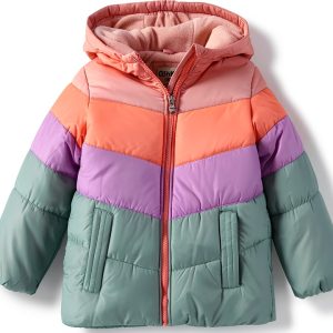 OshKosh B'Gosh Girls Fleece Lined Puffer Jacket Warm Cozy Winter Coat-0